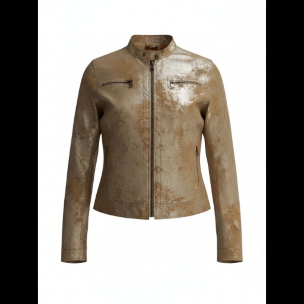 Tory Burch Shimmering Tan Leather Jacket